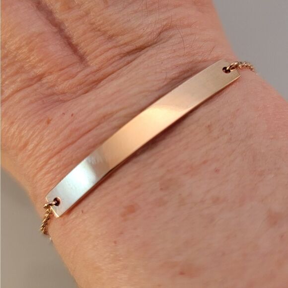 New Rose Gold Stainless Steel Delicate Heart Chain ID Bracelet - Picture 4 of 8